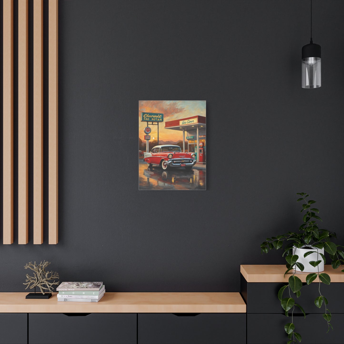 Vintage Car Canvas Wall Art, Retro Automotive Décor, Classic Chevrolet Poster, Gift for Car Lovers, Nostalgic Home Decoration