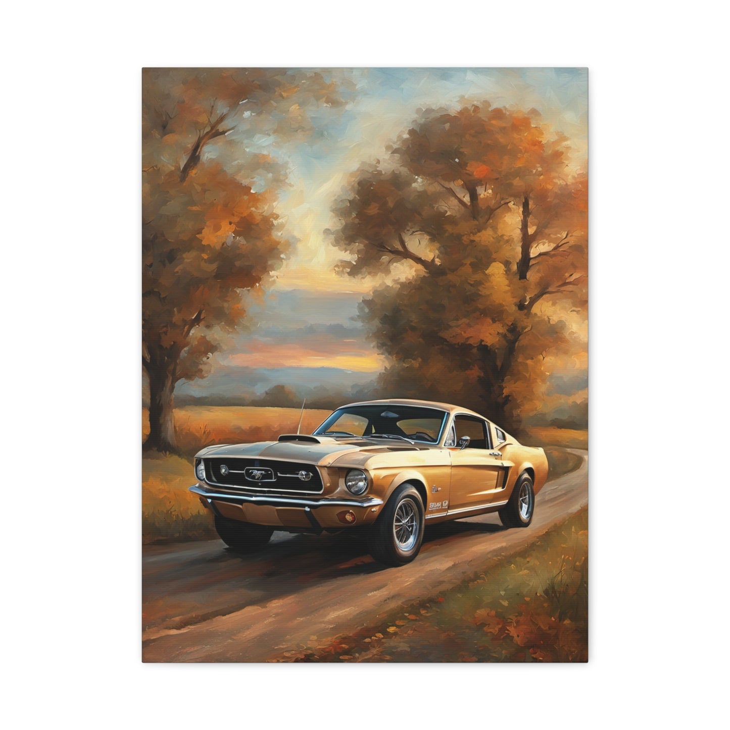 Vintage Countryside Muscle Car Art Print – 18x24 in Canvas