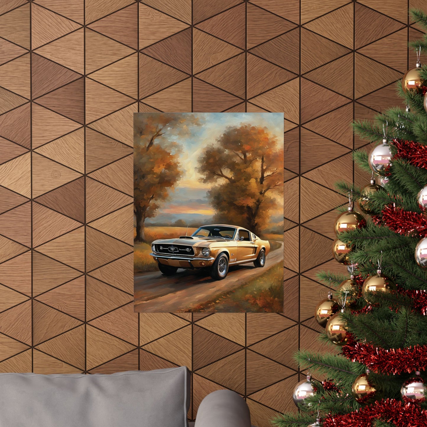 Vintage Countryside Muscle Car Art Print – 18x24 in Poster