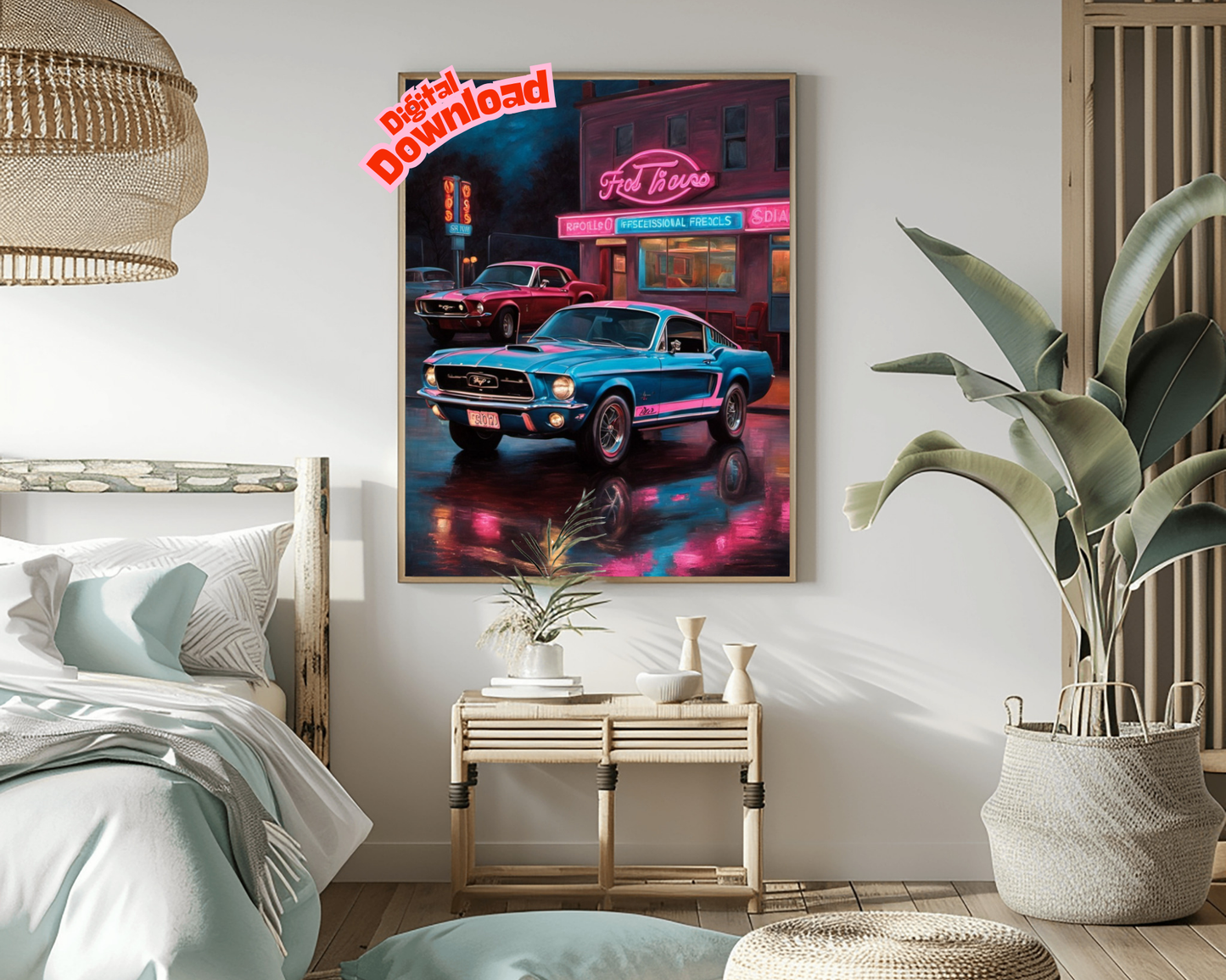 AquilVision Neon Nights Urban Car Print Digital Art