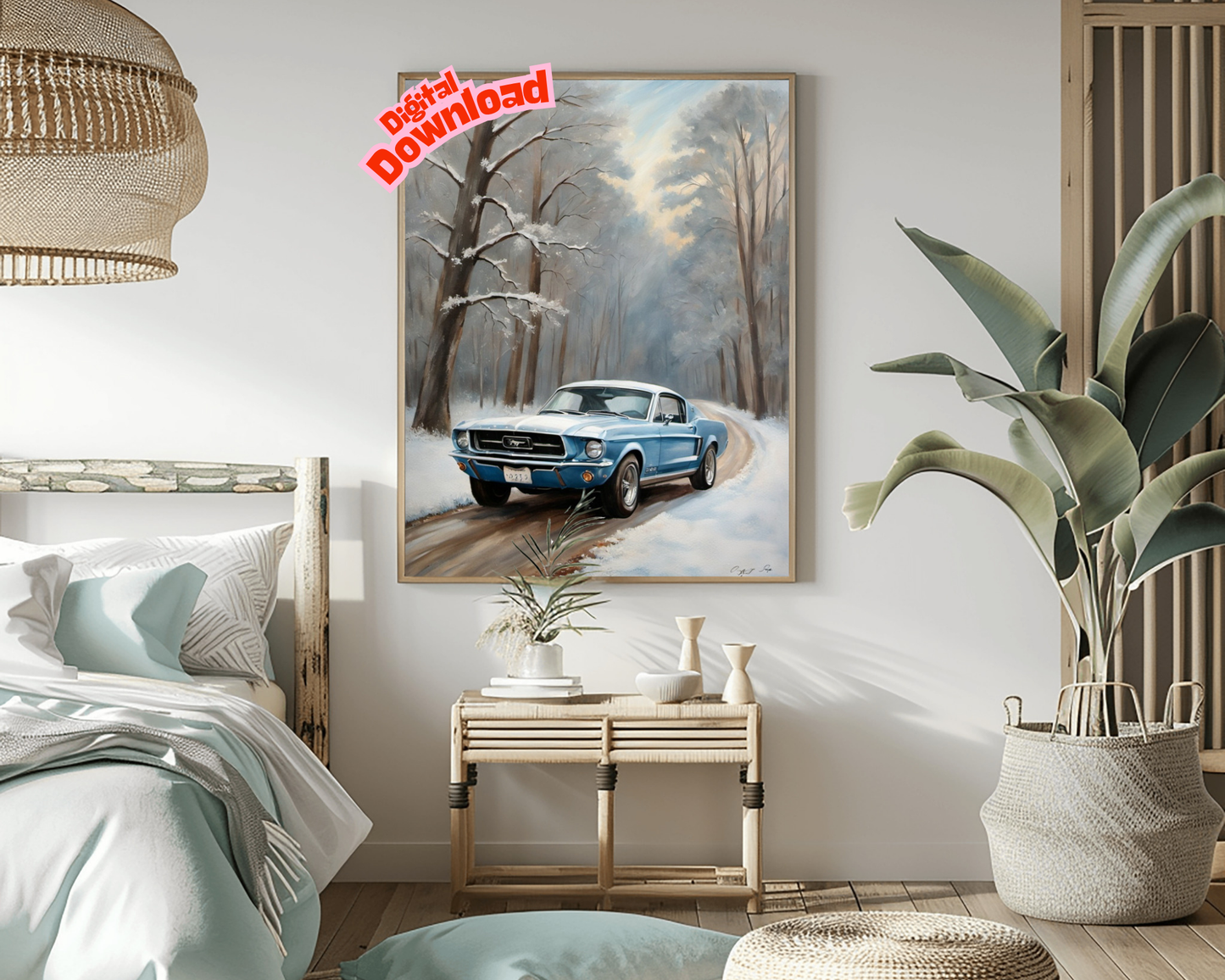 AquilVision Winter Forest Classic Car Print Art
