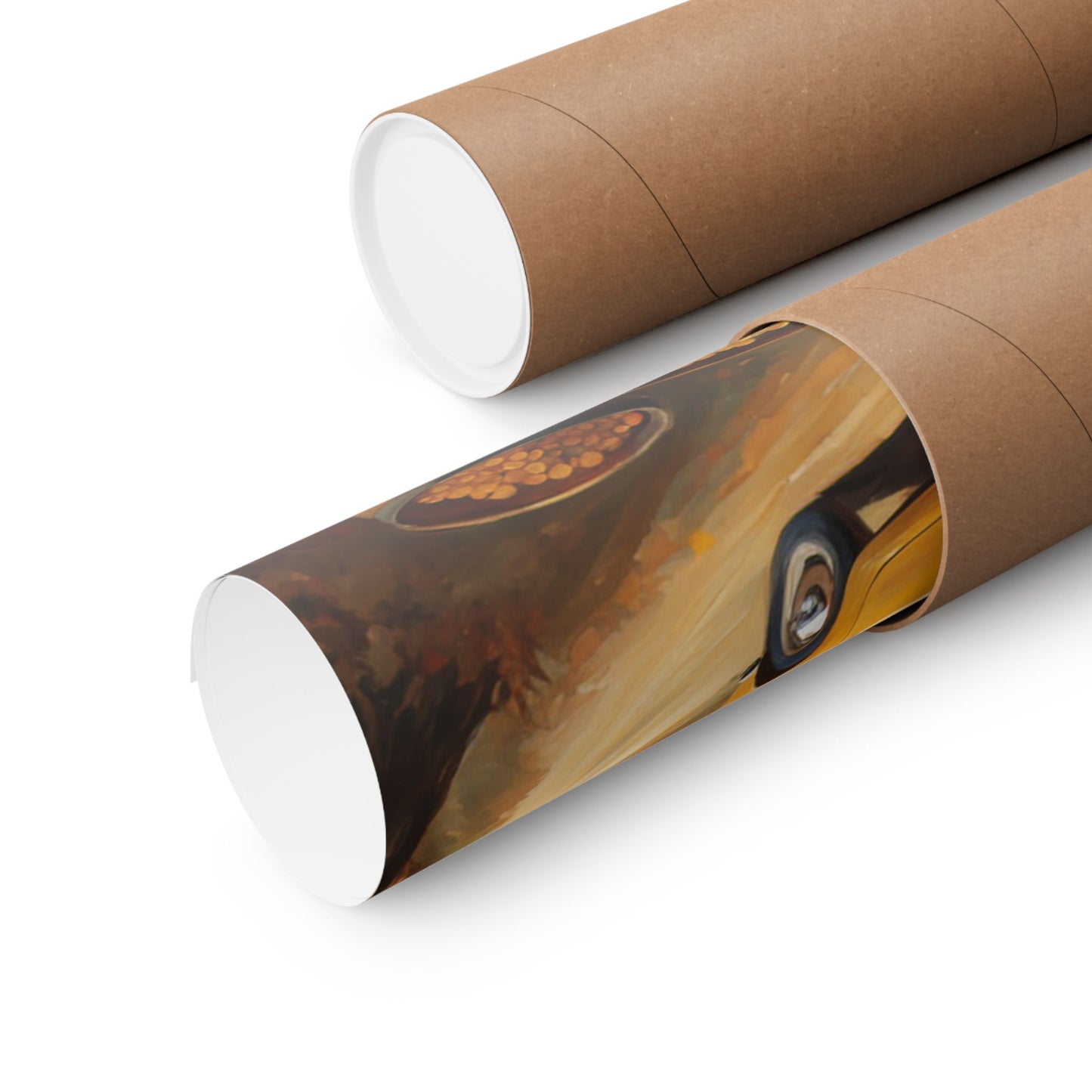 Autumn Vineyard Matte Vertical Poster rolled in a kraft tube ready for shipping