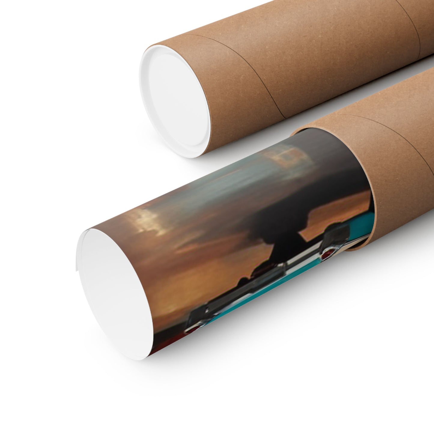 Classic automobile wall art print rolled in a kraft tube ready for shipping
