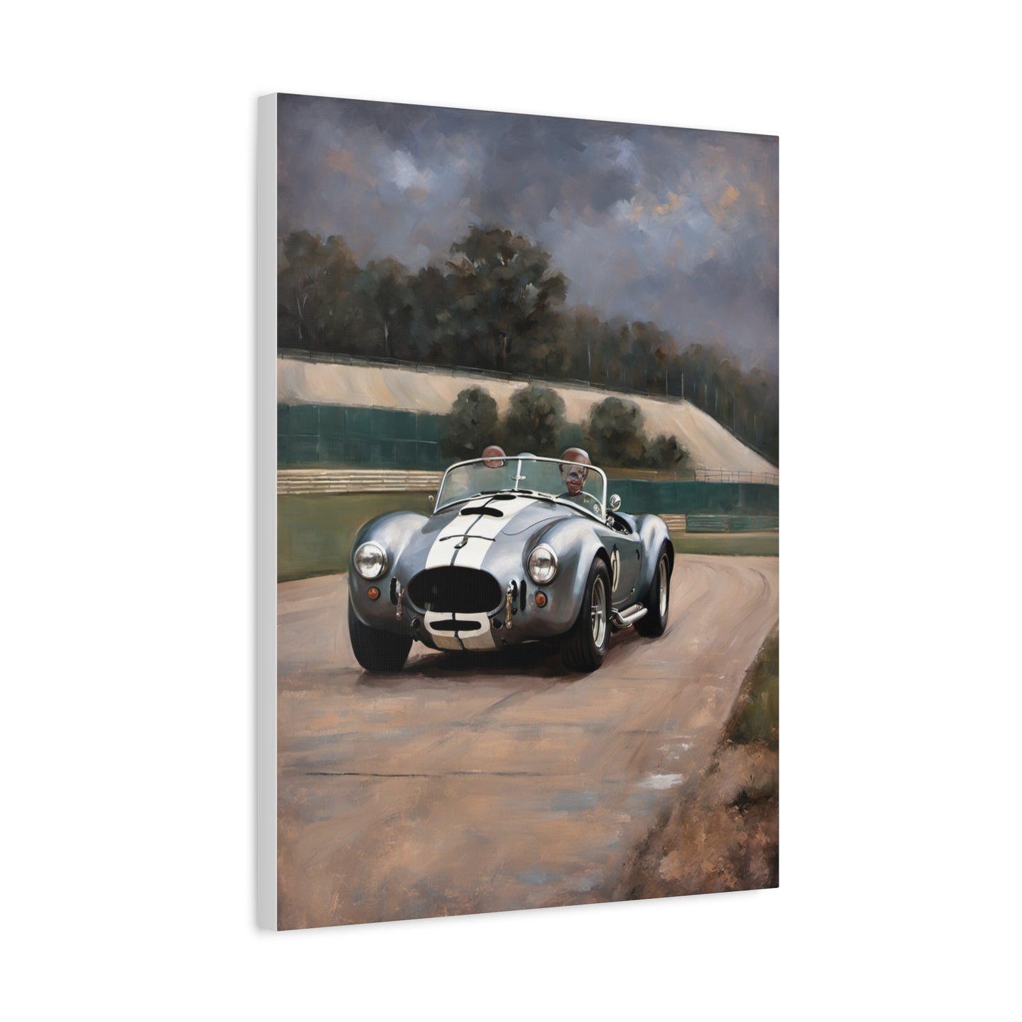 Classic Car Canvas Print featuring a vintage racing car on a scenic track