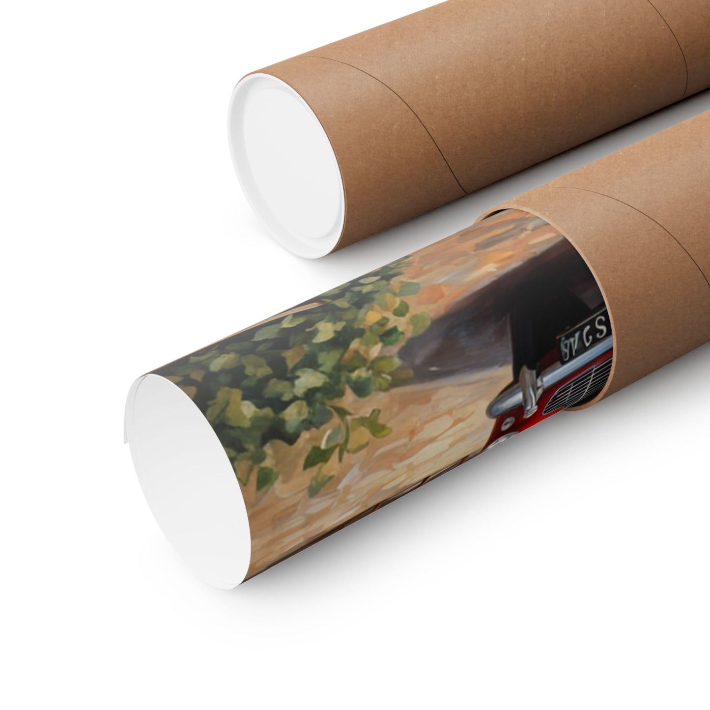 Classic Car Matte Vertical Poster rolled up in cardboard tube for safe storage and delivery