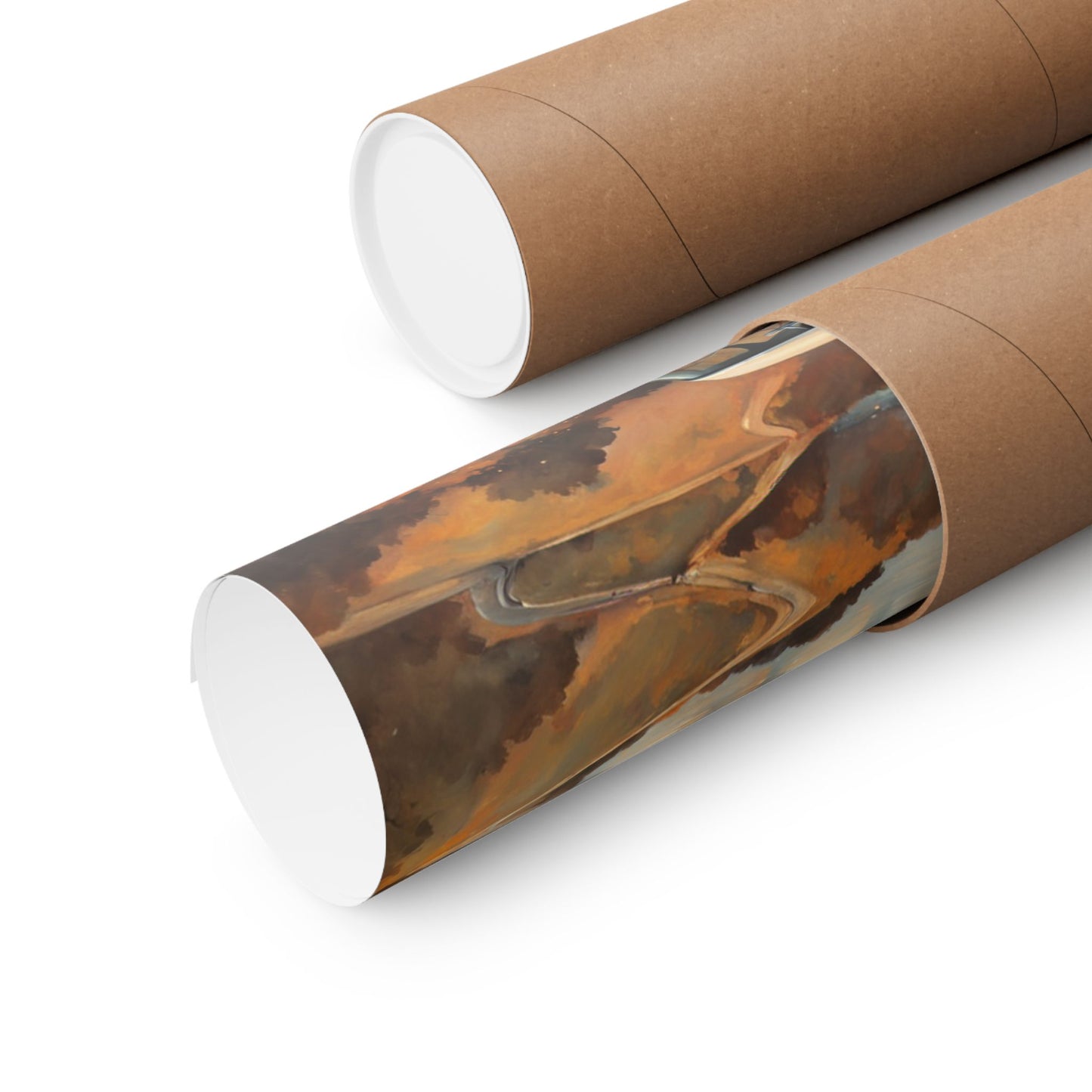Packaged golden gate bridge vintage art print rolled for safe delivery from Printify