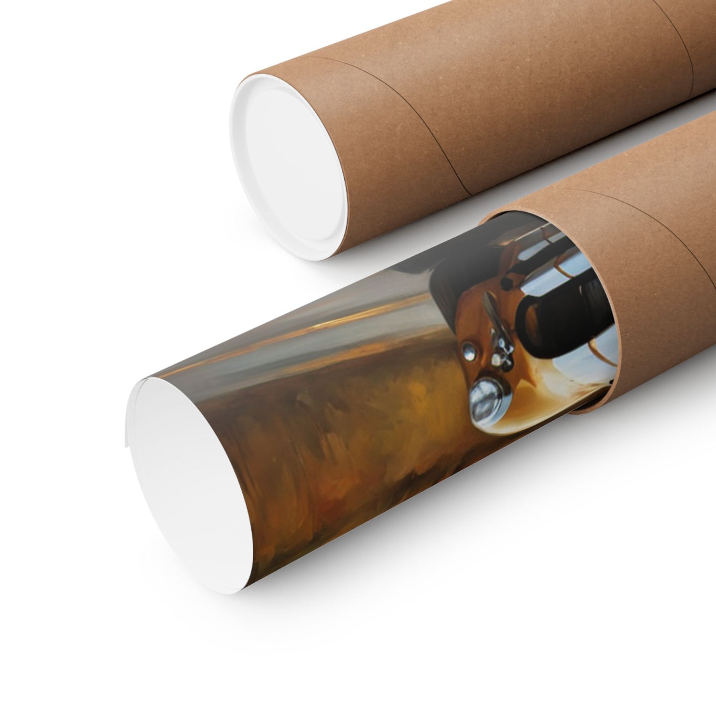 Old American Car Poster rolled in a tube, showcasing classic car art for enthusiasts
