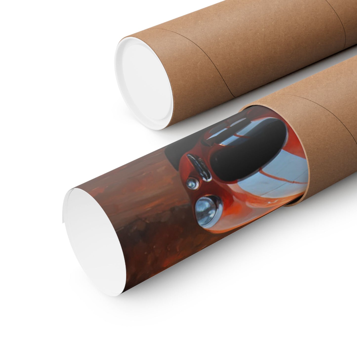 Retro American Car Art poster in a tube showcasing vibrant classic car design