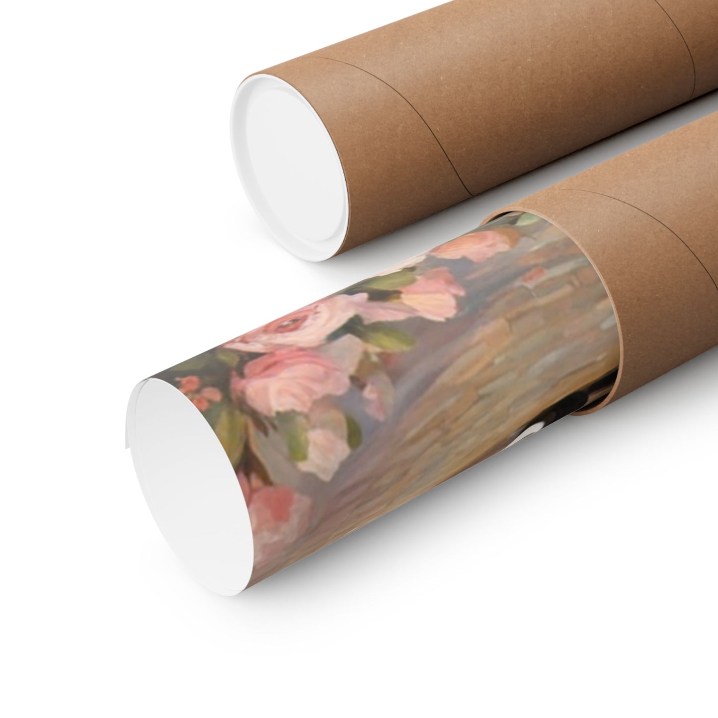 Wrapped retro floral poster for home, featuring beautiful pink roses and elegant design