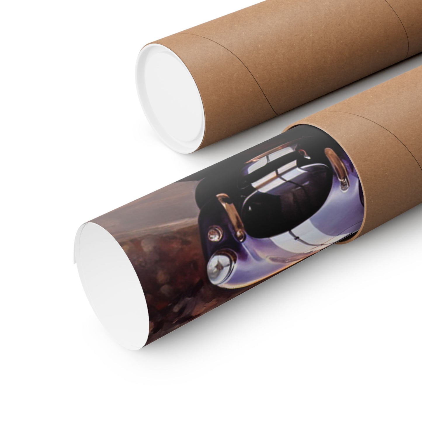 Vintage American Car Art Poster rolled and packaged in a protective tube for easy storage