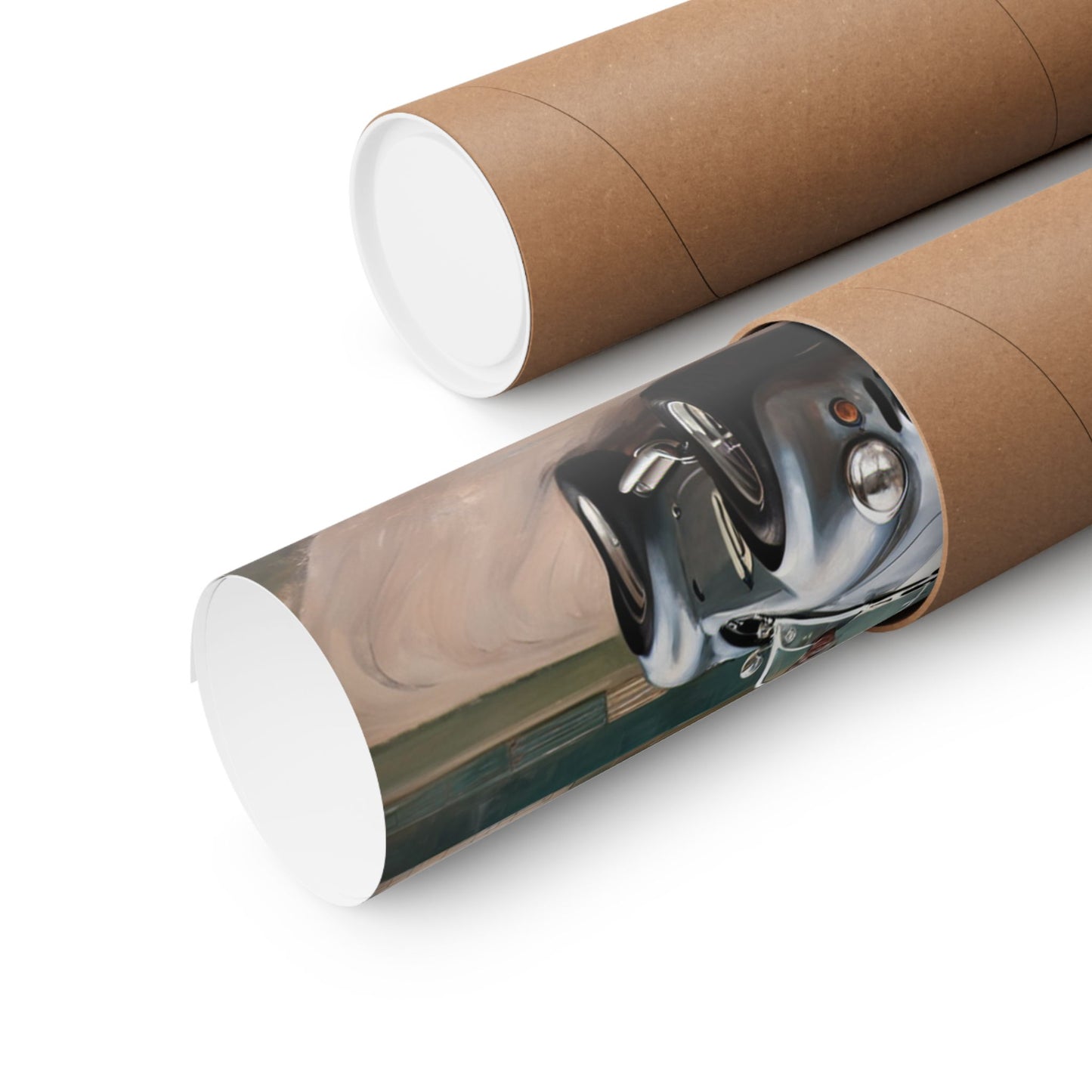 Vintage Car Art Print rolled up in a protective tube ready for delivery