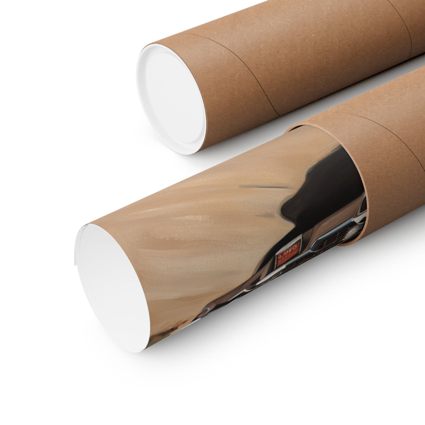 Vintage Car Matte Vertical Posters rolled up in eco-friendly packaging for easy shipping
