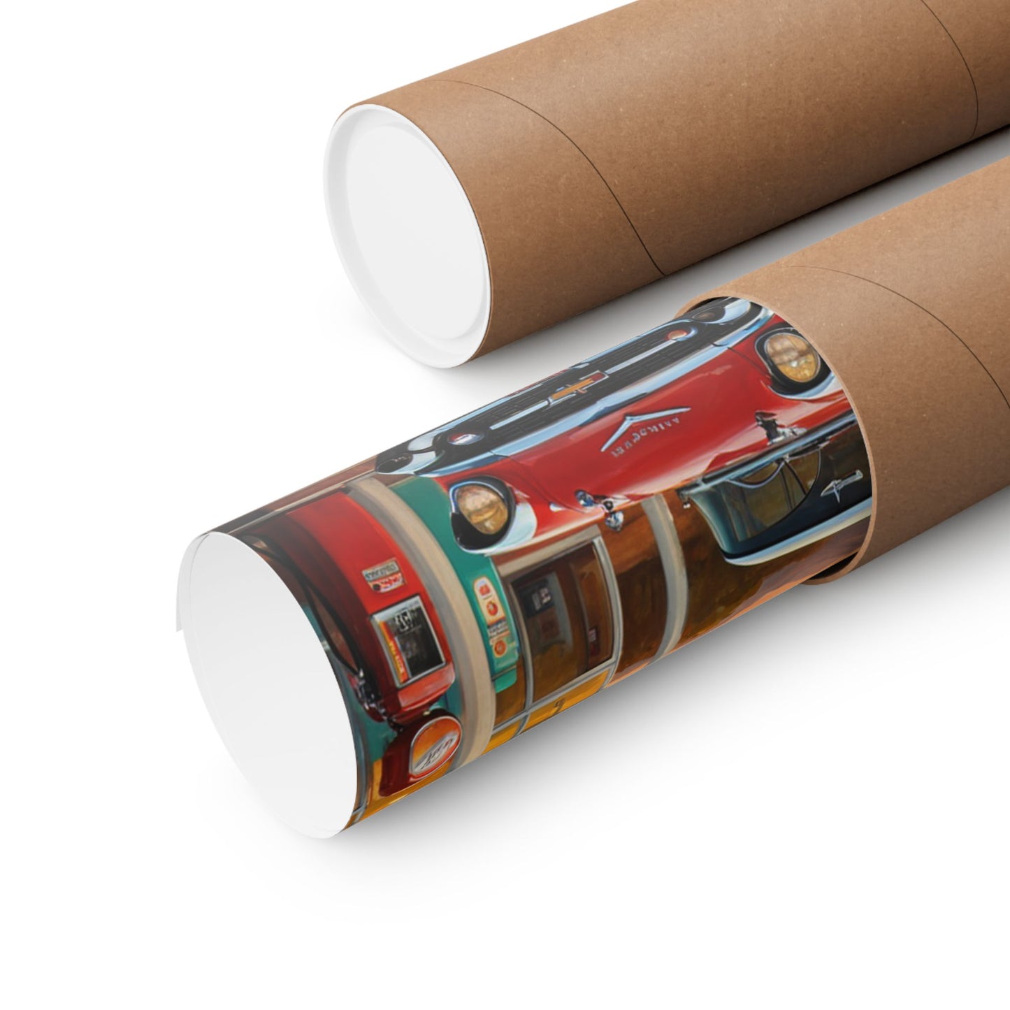 Classic car poster for home rolled in a tube by Printify for stylish decor enthusiasts