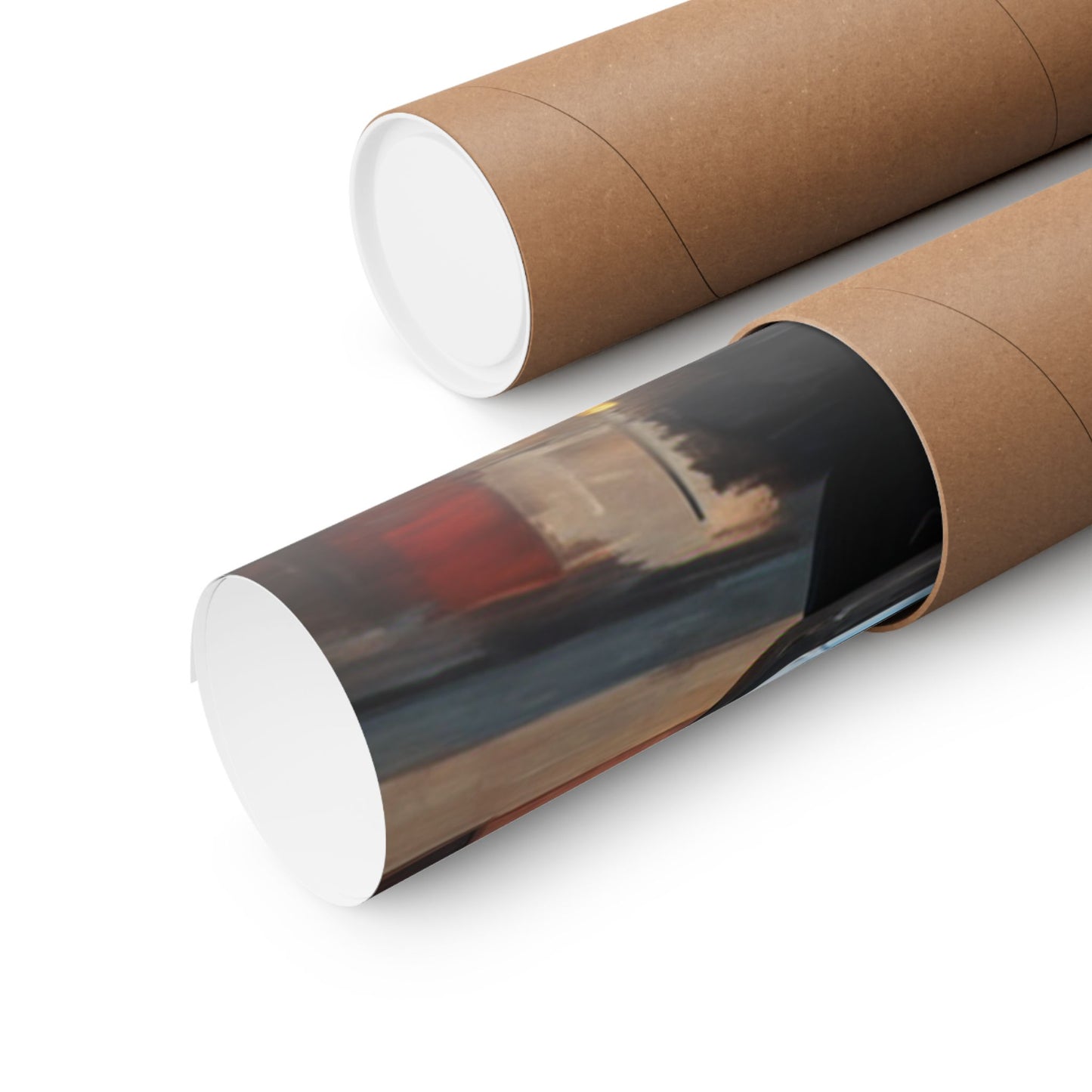 Classic car poster for home rolled in a brown shipping tube ready for delivery