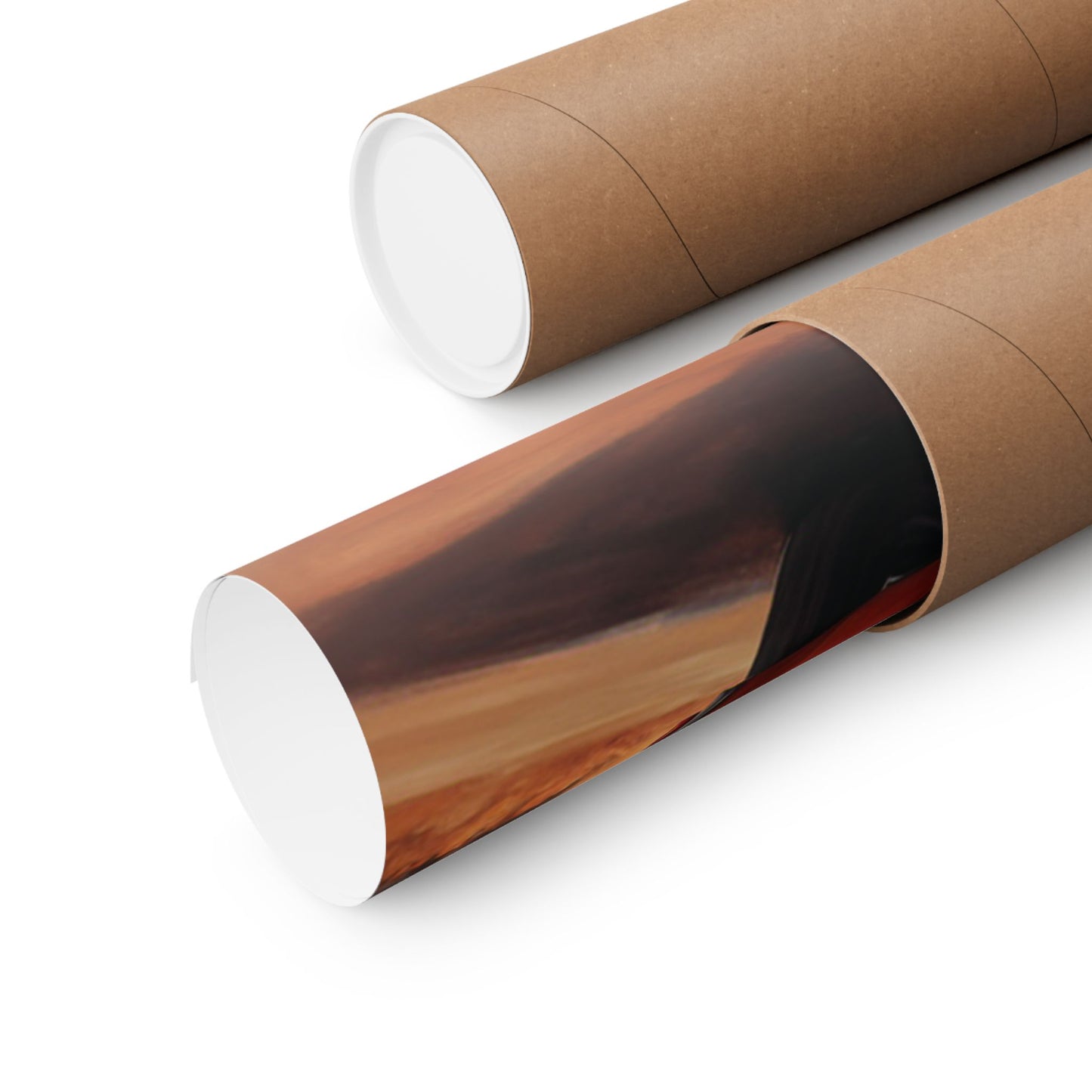 Vintage muscle car art print rolled in a cardboard tube for easy storage and display