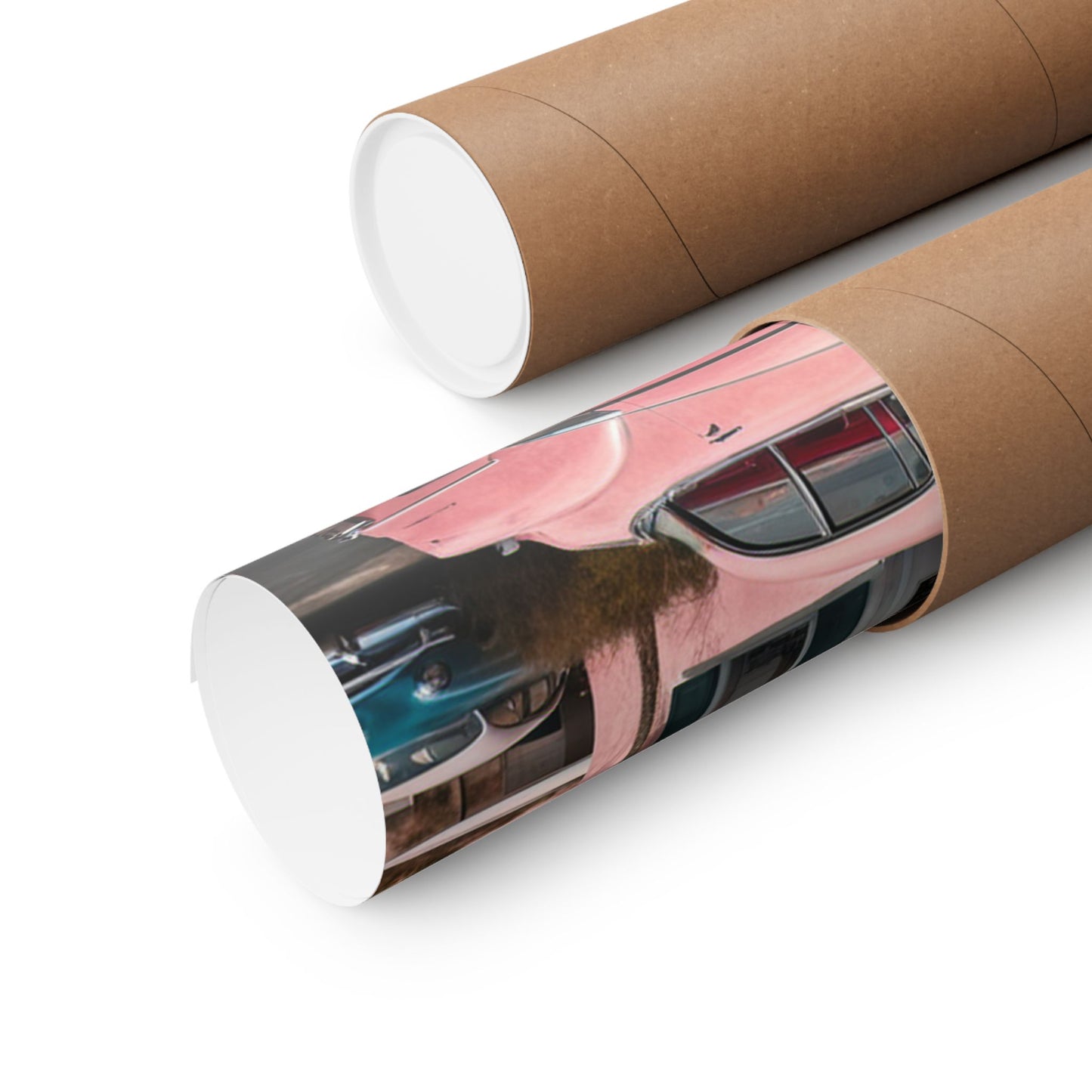 Vintage Retro Travel Poster rolled up in a protective tube for easy storage and transport