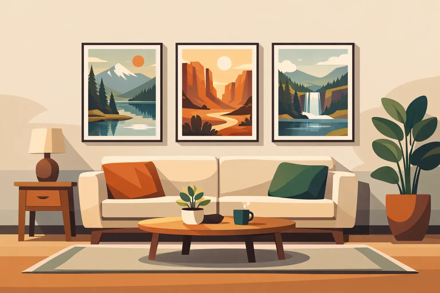 Living Room With National Park Prints - AquilVision