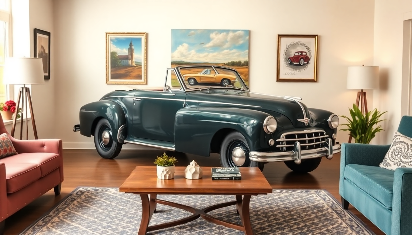 classic car painting in the living room