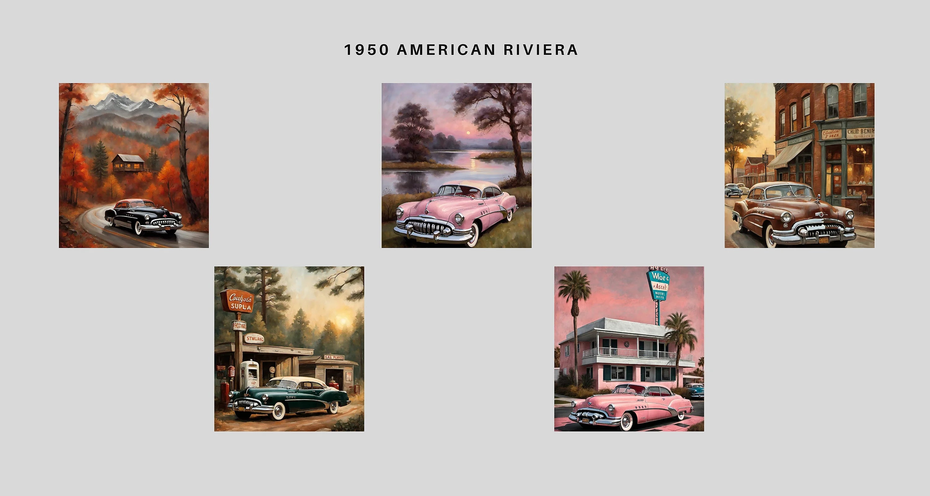 1950 American Riviera Wall Art Collection Canvas Poster
