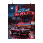 Vintage Muscle Car Poster — Retro Theater Night Matte Vertical Art Print