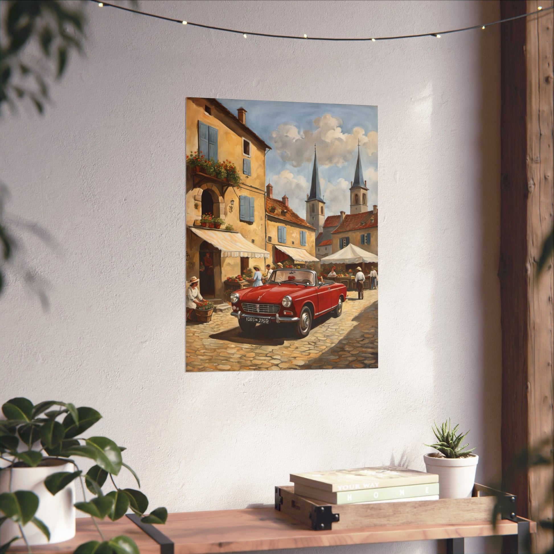 Charming Vintage Car Vertical Poster, French Village Decor, Nostalgic Wall Art, Home Gallery, Gift for Car Lovers, Unique Interior [...] Printify