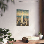 Vintage Cityscape Poster — Transamerica Pyramid Matte Vertical Print - AquilVision