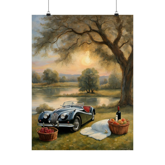 Scenic Vintage Car Matte Vertical Poster, Wall Art Decor, Cozy Home Aesthetic, Gift for Car Lovers, Retro Room Decoration