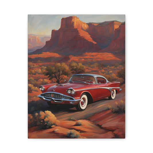 Vintage Red Car Matte Canvas Wall Art, Classic Car Decor, Automotive Wall Decor, Gift for Car Enthusiasts, Retro Home Accents