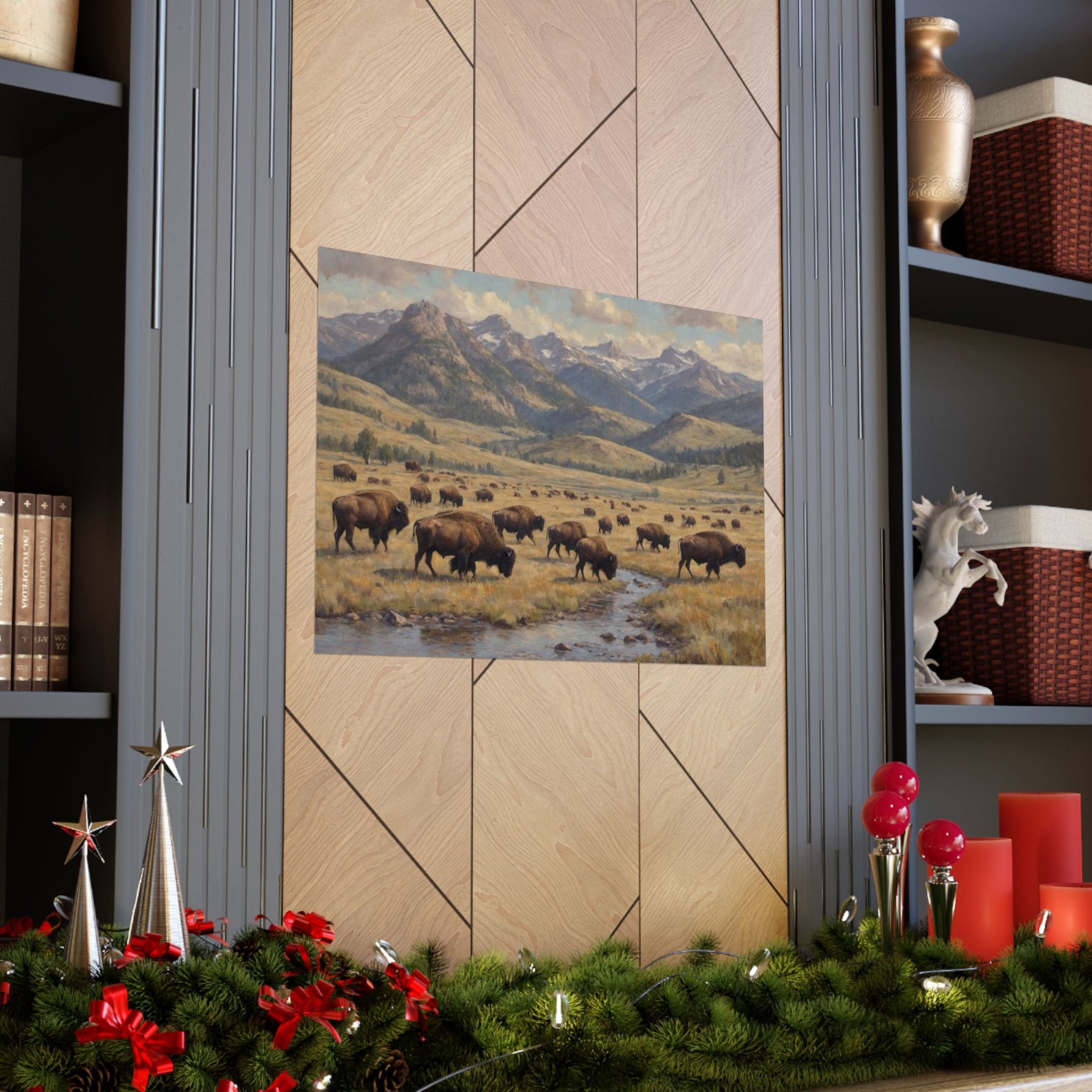 Bison Prairie Yellowstone Matte Poster — Horizontal Wildlife Wall Art - AquilVision