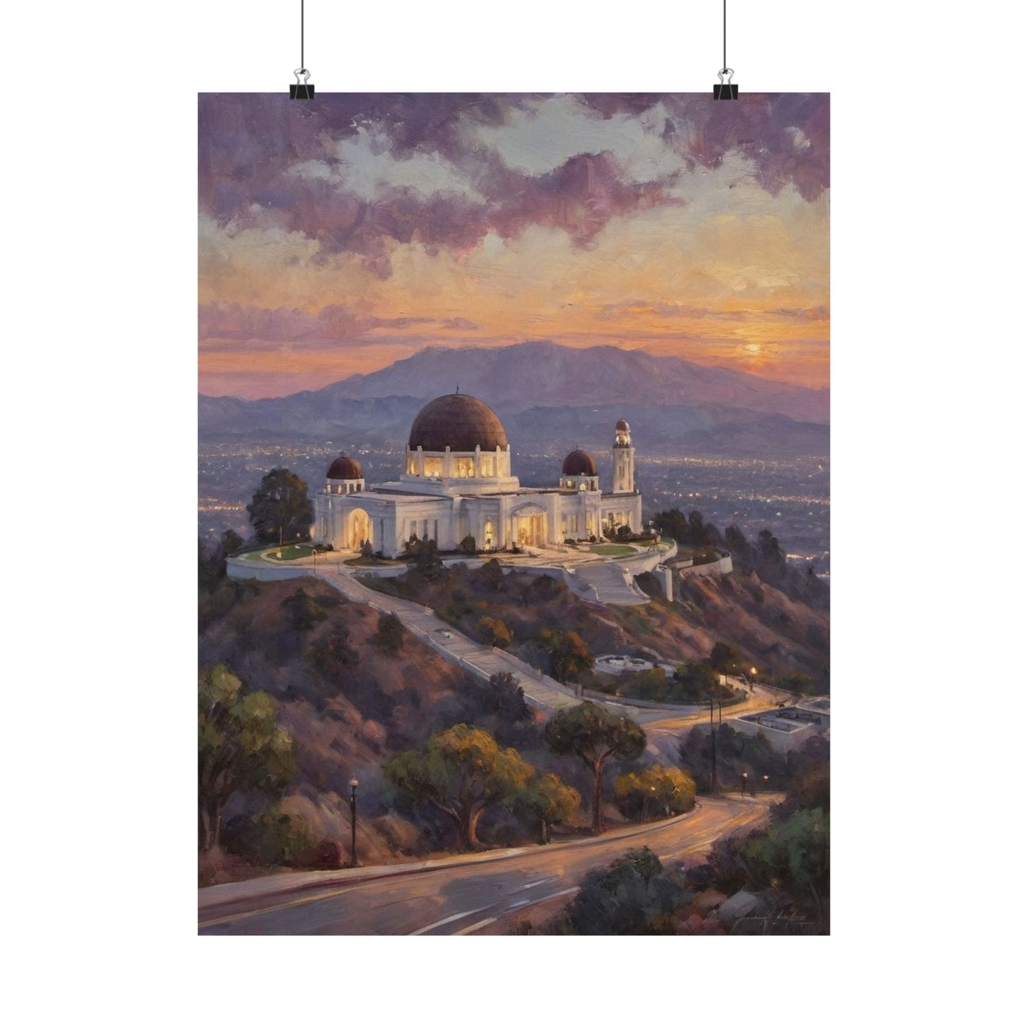 Griffith Observatory Sunset Matte Poster