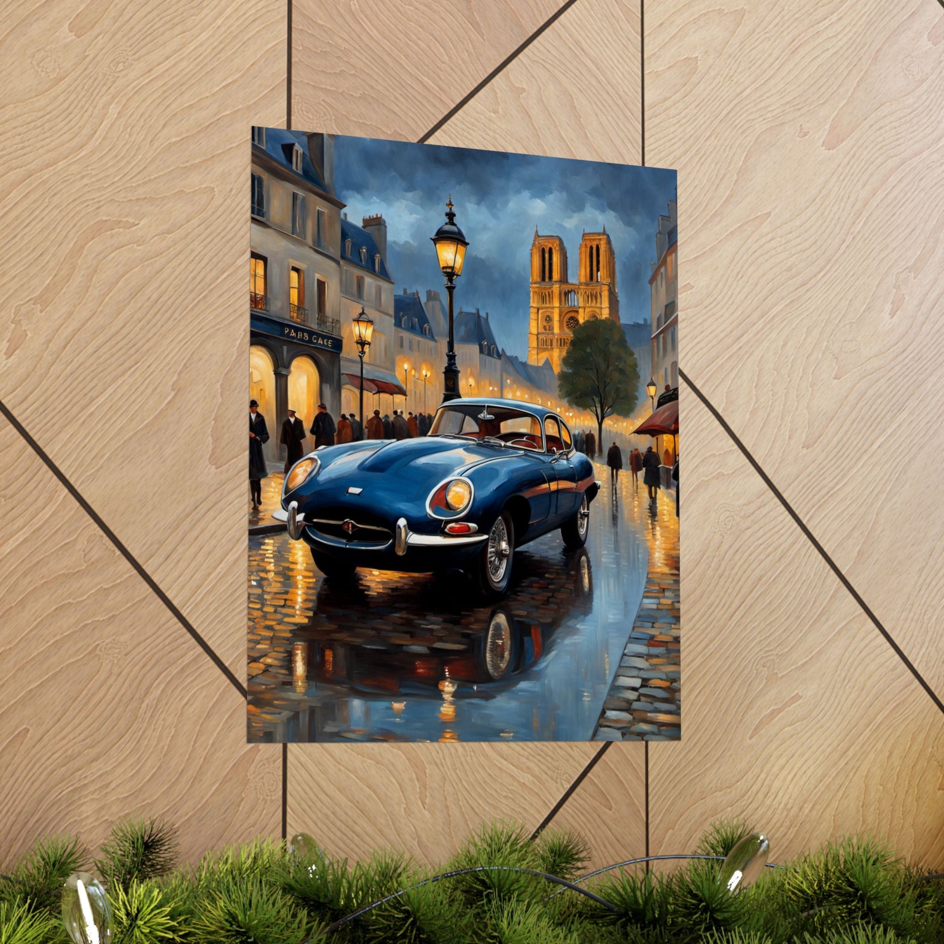 Vintage Car Poster, Paris Night Scene Art, Wall Decor, Classic Automobile Print, Gift for Car Lovers, Home Decoration - AquilVision
