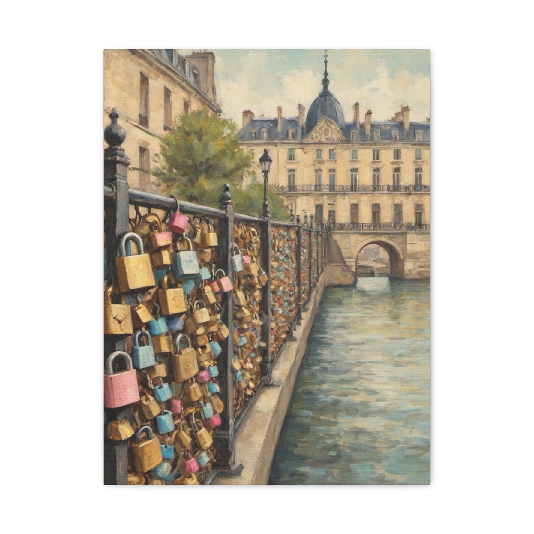 Paris Love Locks Canvas Print — Matte Stretched Wall Art - AquilVision
