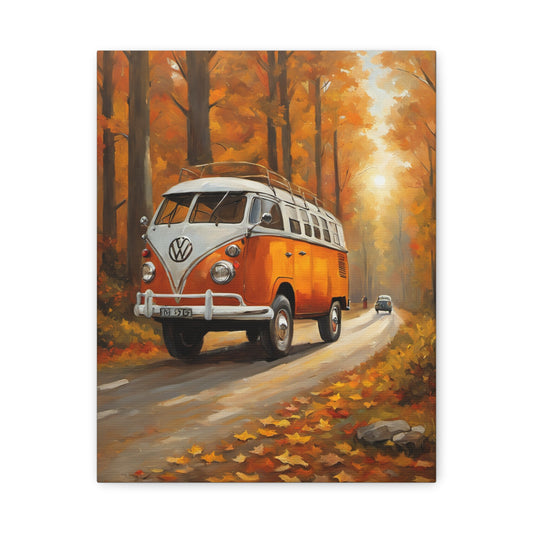 Autumn Van Canvas Print | Vintage Art for Home Decor, Wall Art, Gift for Van Lovers, Nature Decor, Retro Style, Fall Aesthetic