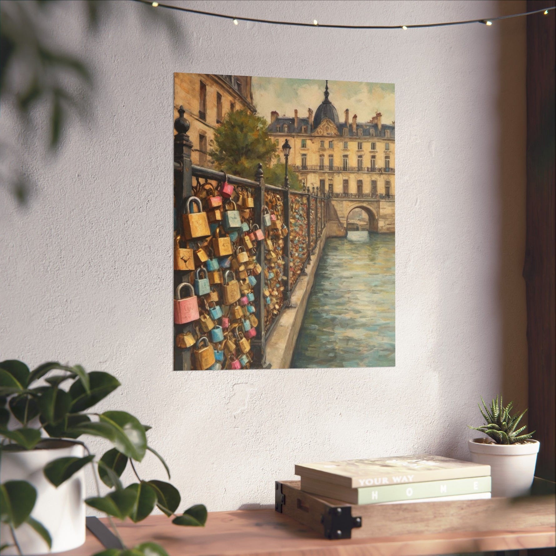 Paris Love Locks Matte Vertical Poster — Romantic Cityscape Wall Art - AquilVision