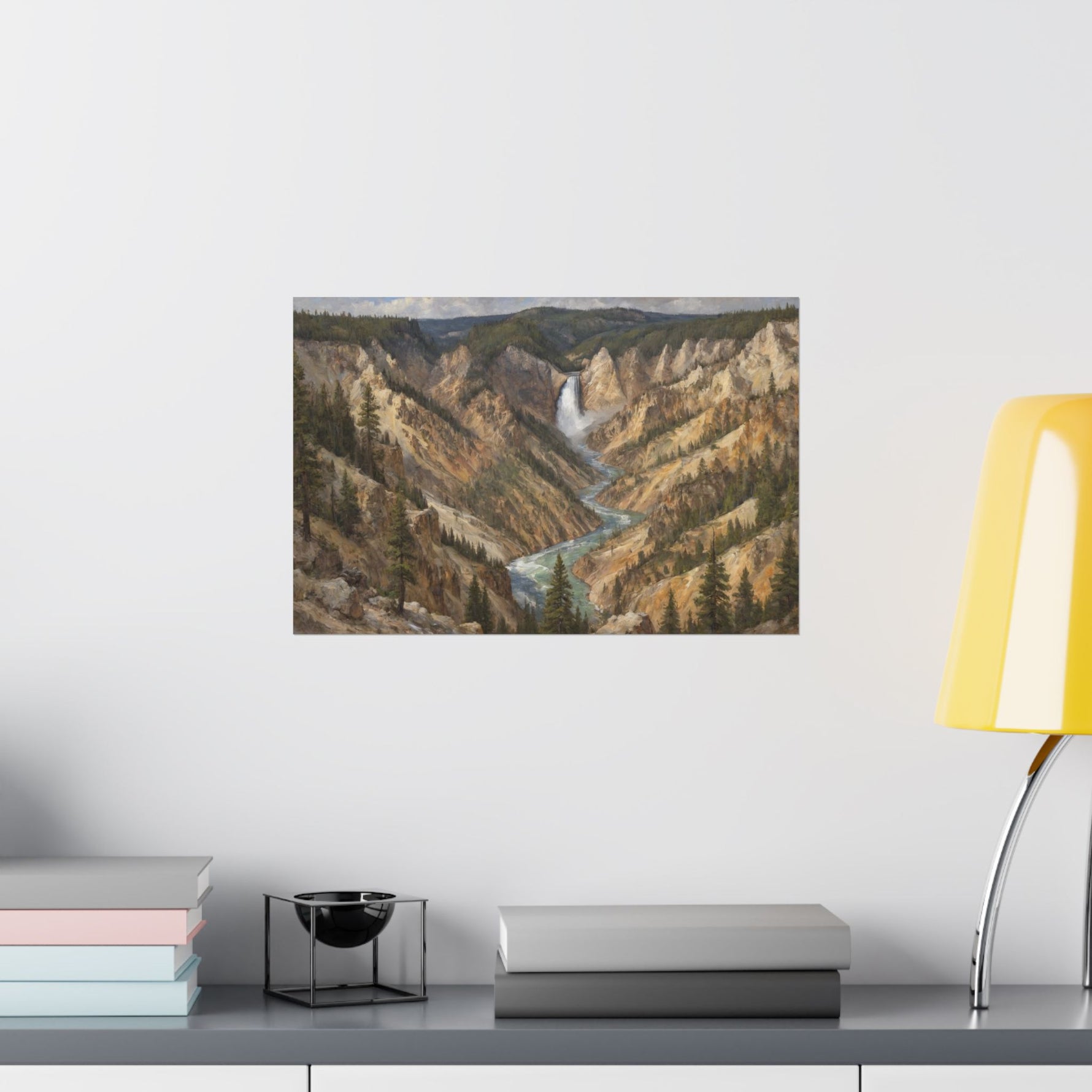 Yellowstone Canyon Waterfall Matte Poster — Landscape Wall Art - AquilVision