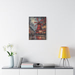 Paris Street Scene Canvas Print — Red Moulin Windmill Matte Stretched Wall Art - AquilVision