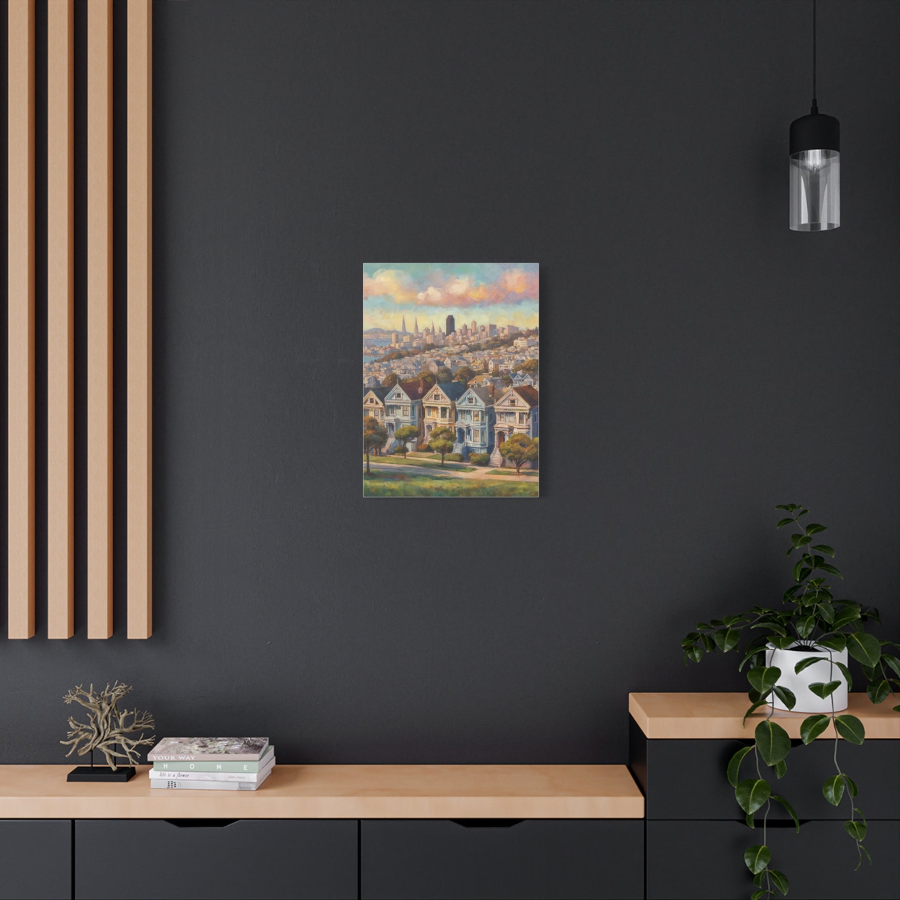 San Francisco Painted Skyline Canvas — Painted Ladies Wall Art (Matte Stretched) - AquilVision