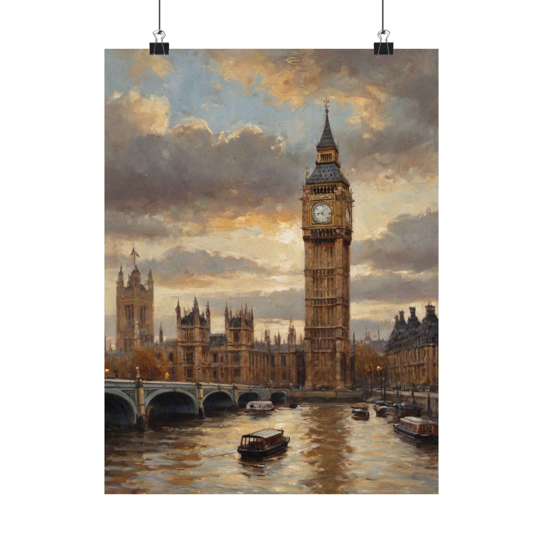 Big Ben London Poster — Matte Vertical Cityscape Wall Art