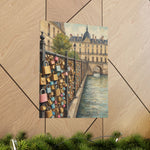 Paris Love Locks Matte Vertical Poster — Romantic Cityscape Wall Art - AquilVision
