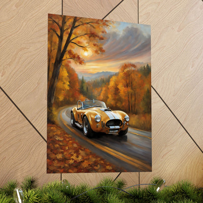Vintage Car Art Poster, Fall Decor, Retro Wall Art, Gift for Car Lovers, Autumn Home Decor, Classic Vehicle Print Printify