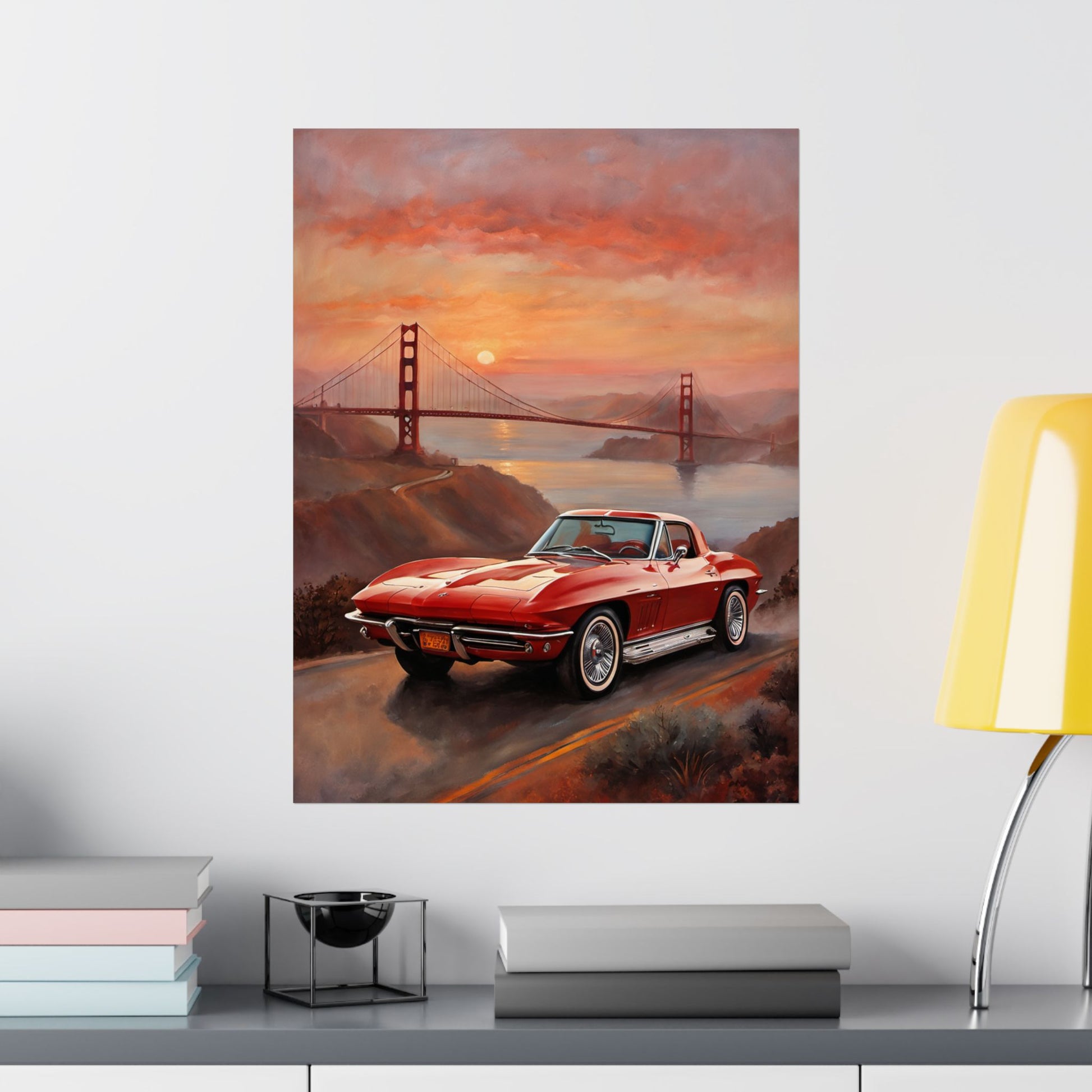 Retro Car Art Print, Matte Vertical Poster, Classic Car Decor, Wall Art, Gift for Car Lovers, Retro Home Decor Printify
