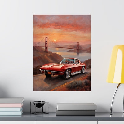 Retro Car Art Print, Matte Vertical Poster, Classic Car Decor, Wall Art, Gift for Car Lovers, Retro Home Decor Printify