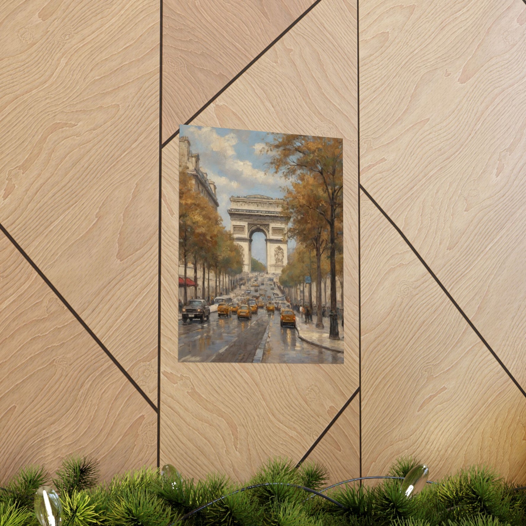 Paris Arc de Triomphe Poster — Autumn Boulevard Matte Vertical Art Print - AquilVision
