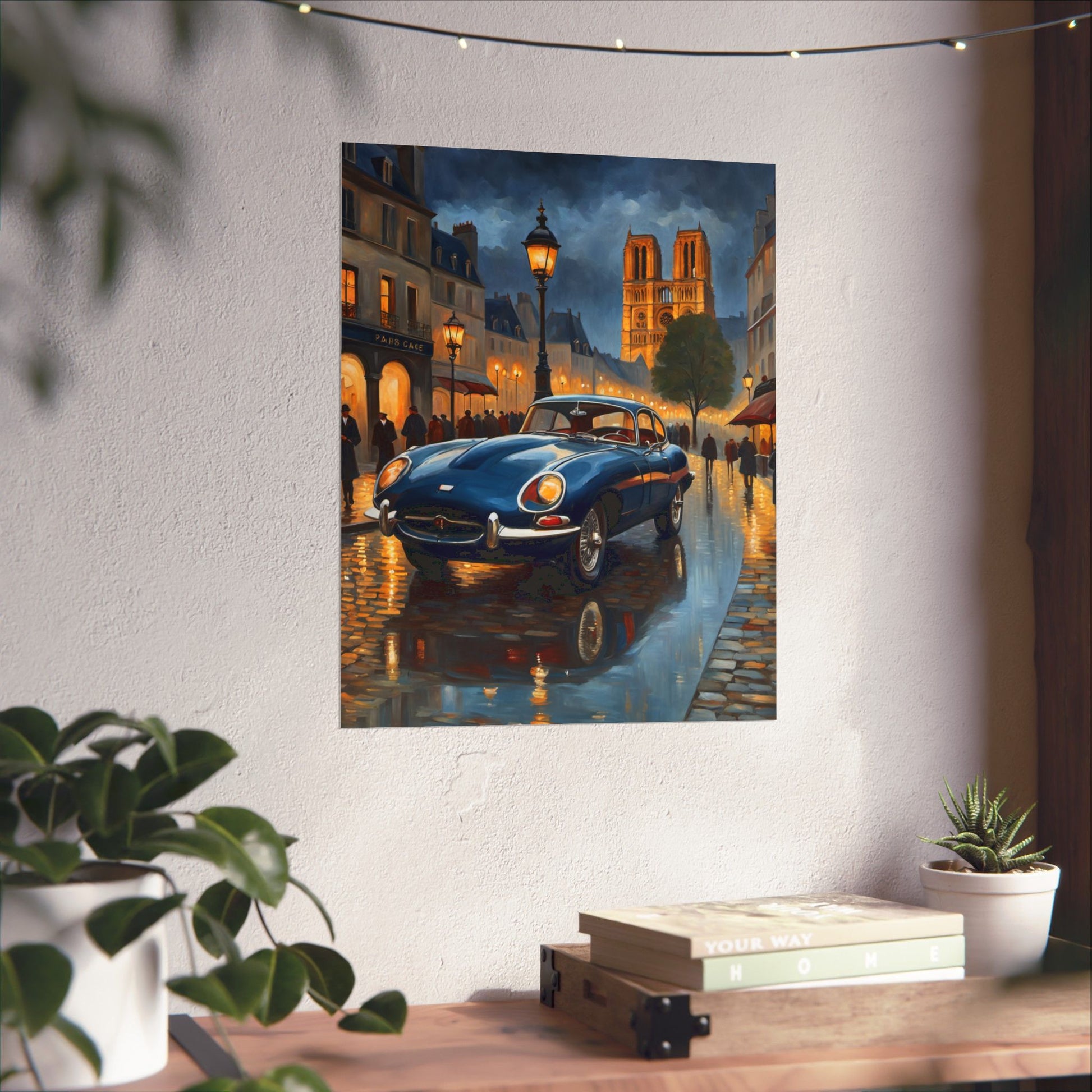 Vintage Car Poster, Paris Night Scene Art, Wall Decor, Classic Automobile Print, Gift for Car Lovers, Home Decoration - AquilVision