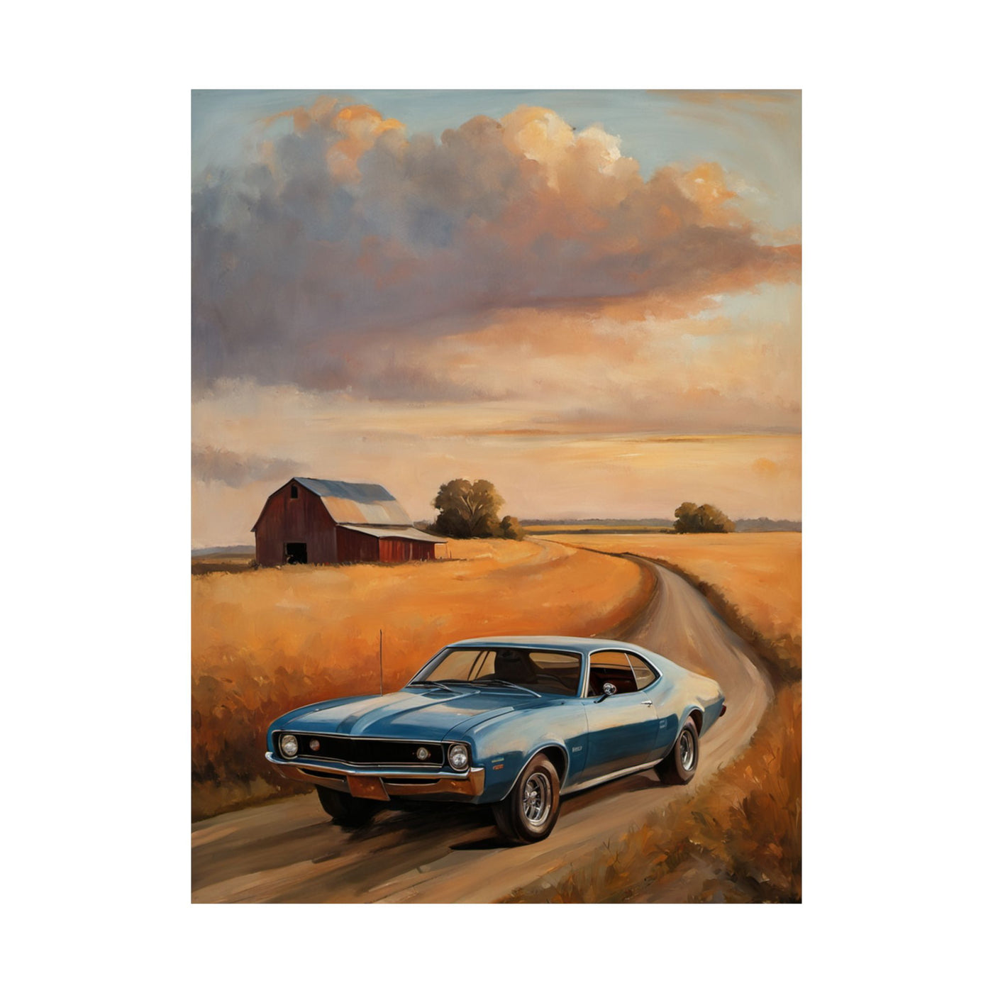 Vintage Car Landscape Poster Art | AJ68 Collection Printify