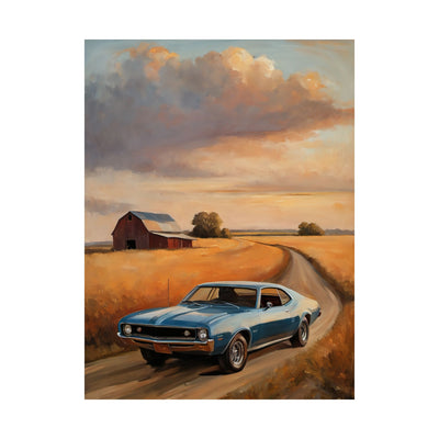 Vintage Car Landscape Poster Art | AJ68 Collection Printify