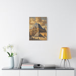Louvre Pyramid Matte Stretched Canvas Print — Vintage Paris Architecture Wall Art - AquilVision