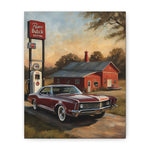 Vintage Muscle Car Canvas Print — Retro Gas Station Wall Art
