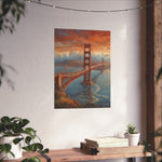 Golden Gate Bridge Sunset Poster - Matte Vertical Travel Wall Art - AquilVision