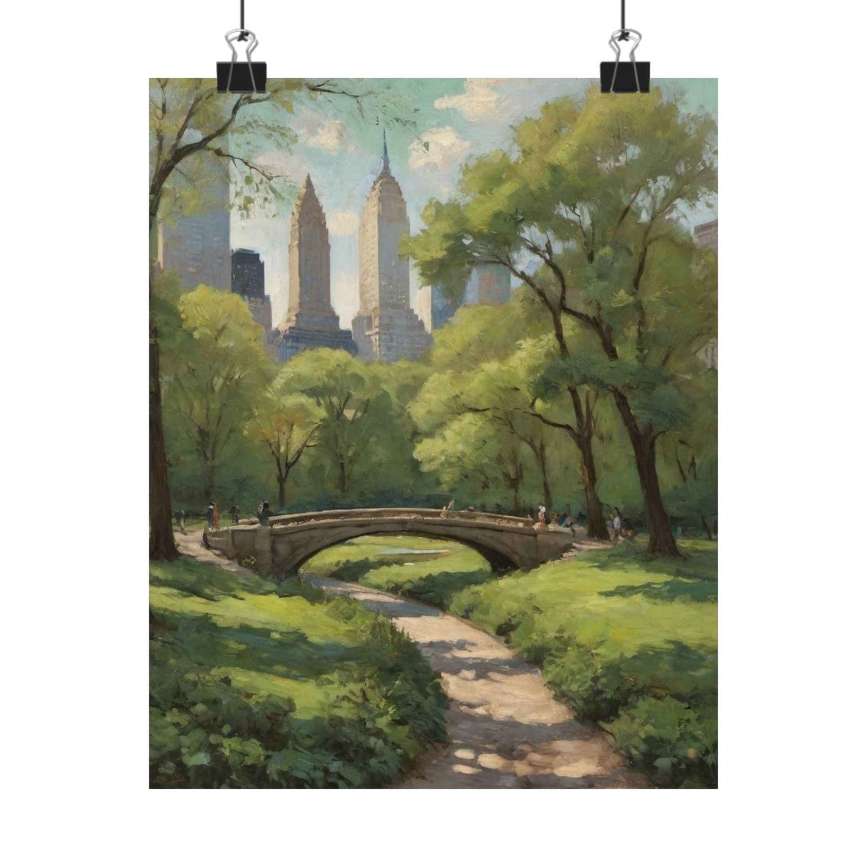 Central Park Bridge Matte Poster — Vintage NYC Landscape Wall Art